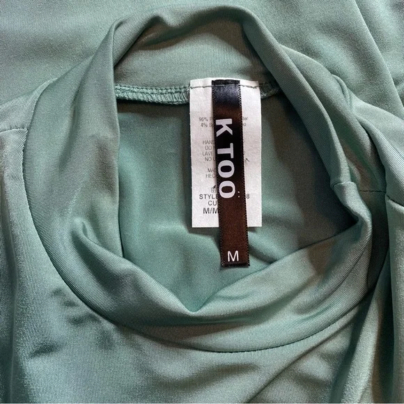 K Too Mockneck Asymmetric Hem Dress - Seafoam Green, Size M - Picture 5 of 6